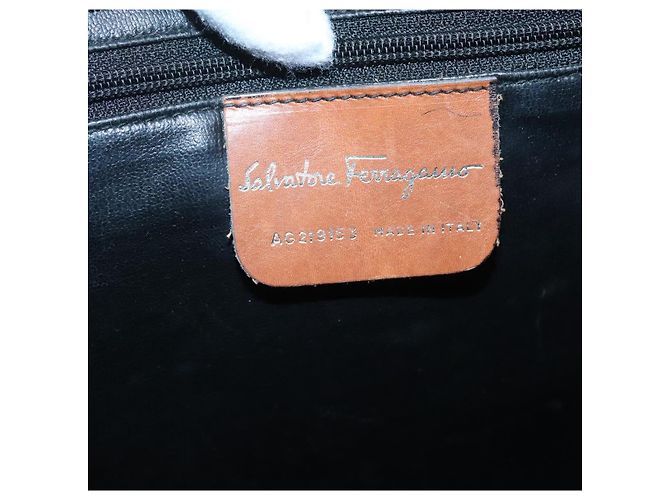 Borsa Tote Salvatore Ferragamo PVC Pelle Nero Oro Auth ar13392 - vista 17