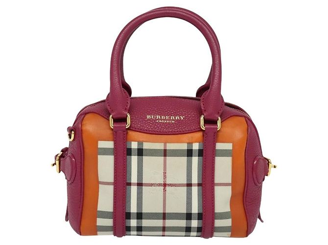 Borsa a Mano BURBERRY Nova Check Canvas 2way Beige Gold Auth 118645V D'oro - vista 13