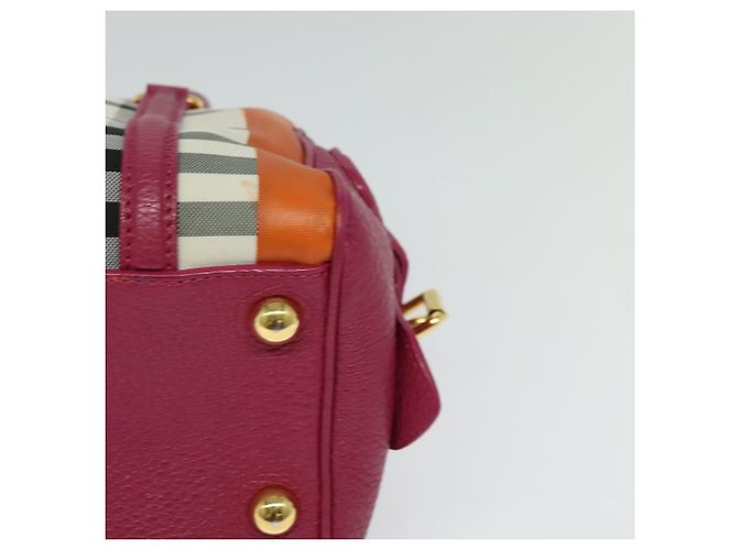 Borsa a Mano BURBERRY Nova Check Canvas 2way Beige Gold Auth 118645V D'oro - vista 14