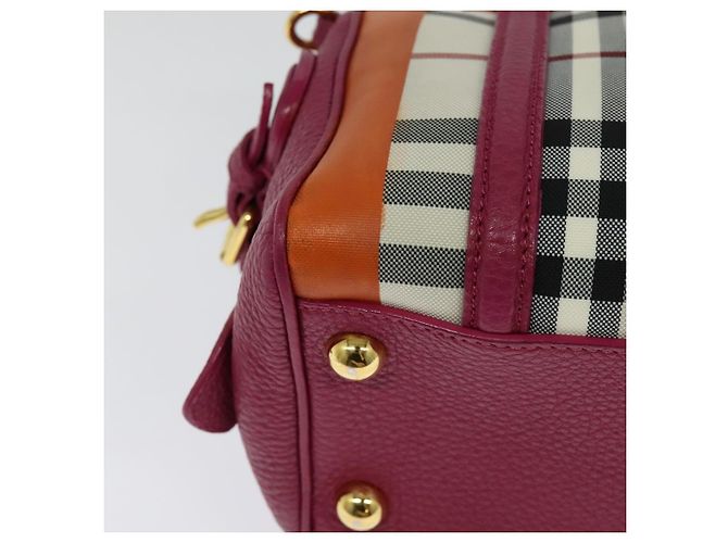 Borsa a Mano BURBERRY Nova Check Canvas 2way Beige Gold Auth 118645V D'oro - vista 15