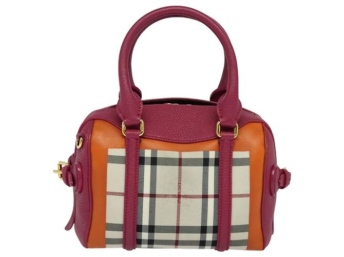 Borsa a Mano BURBERRY Nova Check Canvas 2way Beige Gold Auth 118645V D'oro - vista 2