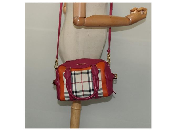 Borsa a Mano BURBERRY Nova Check Canvas 2way Beige Gold Auth 118645V D'oro - vista 21