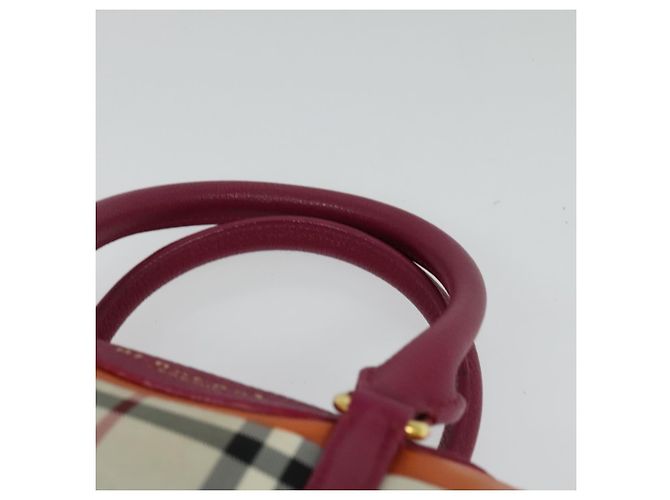 Borsa a Mano BURBERRY Nova Check Canvas 2way Beige Gold Auth 118645V D'oro - vista 8