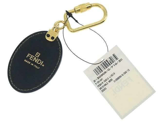 Pequin Portachiavi FENDI Pecan Canvas Nero e Marrone Auth ac3485 - vista 2