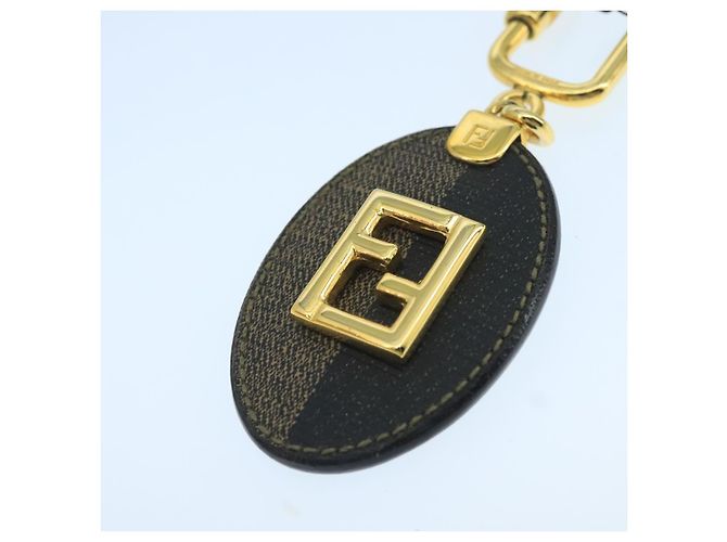 Pequin Portachiavi FENDI Pecan Canvas Nero e Marrone Auth ac3485 - vista 5