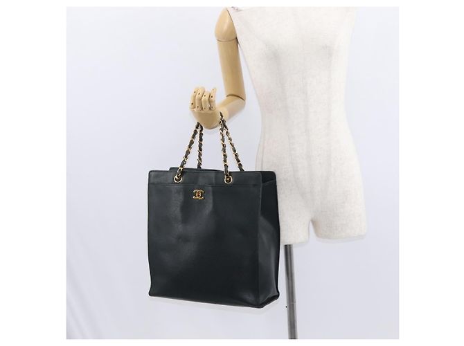 Borsa a mano con catena CHANEL Pelle Caviar Verde Oro CC Auth bs31109 D'oro - vista 24