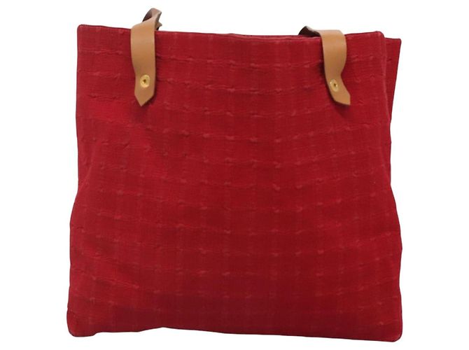 Hermès Borsa a tracolla HERMES Amedaba Cabas Do Canvas Rossa Auth bs26182 Rosso - vista 2