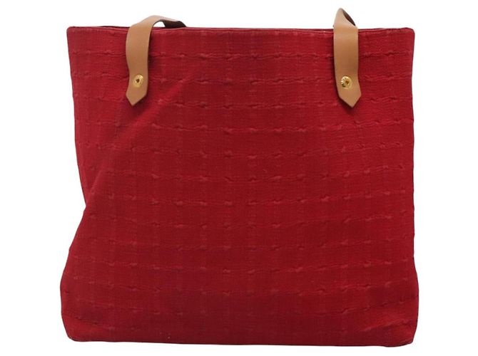 Hermès Borsa a tracolla HERMES Amedaba Cabas Do Canvas Rossa Auth bs26182 Rosso - vista 3