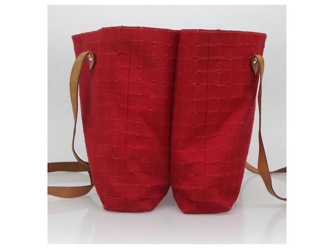 Hermès Borsa a tracolla HERMES Amedaba Cabas Do Canvas Rossa Auth bs26182 Rosso - vista 5