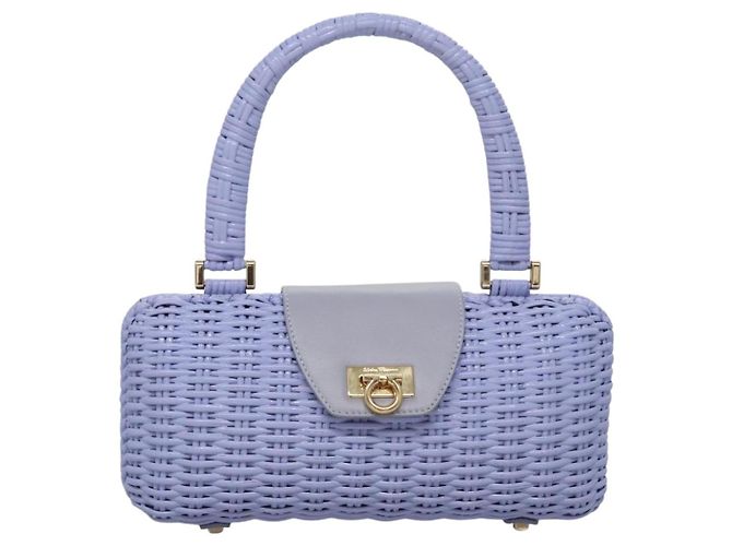 Borsa Salvatore Ferragamo Gancini in vimini viola e oro autentica 110237AM D'oro Porpora - vista 13