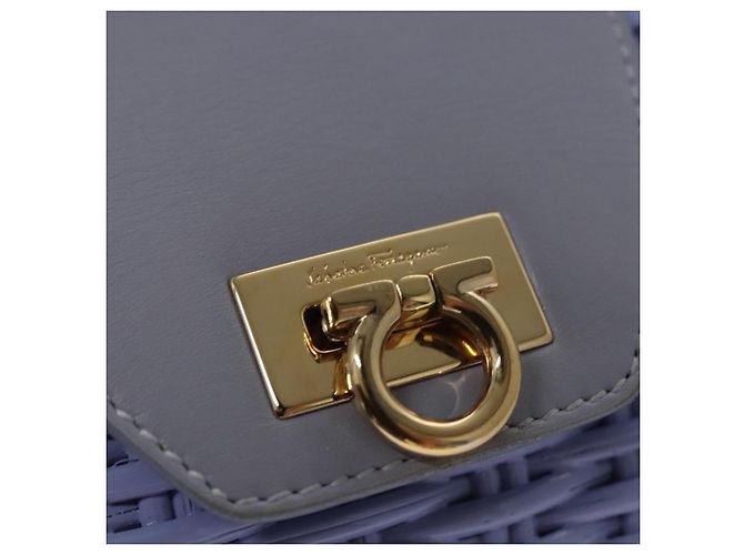 Borsa Salvatore Ferragamo Gancini in vimini viola e oro autentica 110237AM D'oro Porpora - vista 18