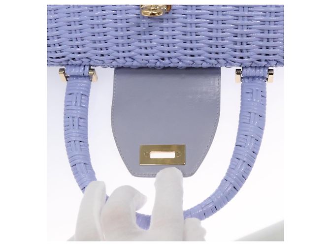 Borsa Salvatore Ferragamo Gancini in vimini viola e oro autentica 110237AM D'oro Porpora - vista 19