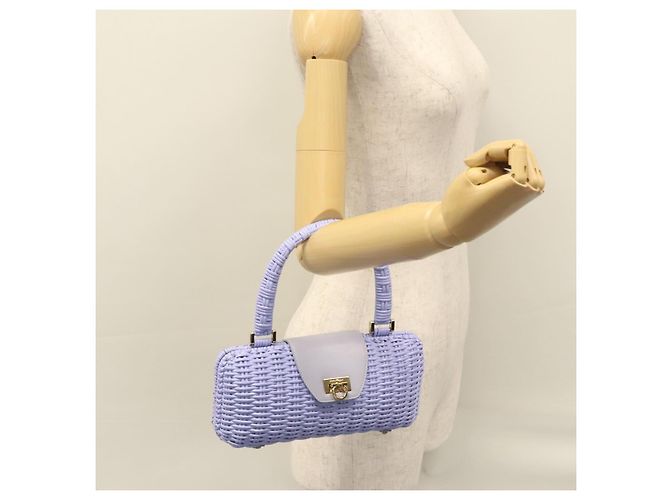 Borsa Salvatore Ferragamo Gancini in vimini viola e oro autentica 110237AM D'oro Porpora - vista 23