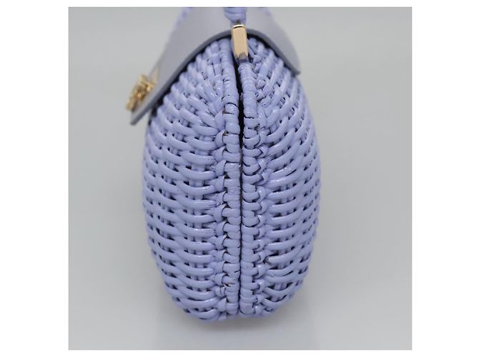 Borsa Salvatore Ferragamo Gancini in vimini viola e oro autentica 110237AM D'oro Porpora - vista 3