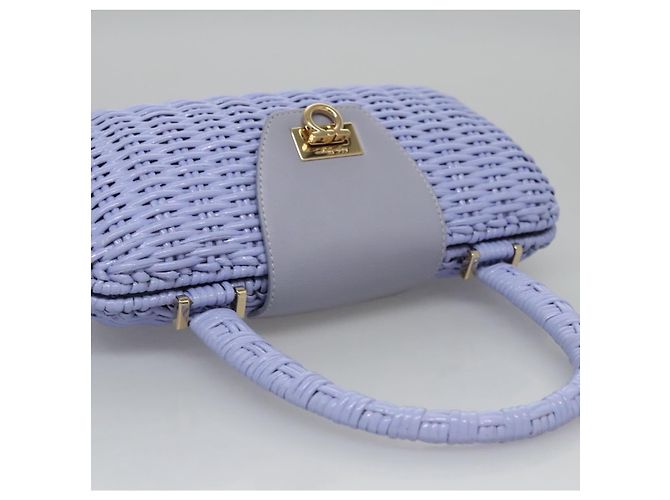 Borsa Salvatore Ferragamo Gancini in vimini viola e oro autentica 110237AM D'oro Porpora - vista 7