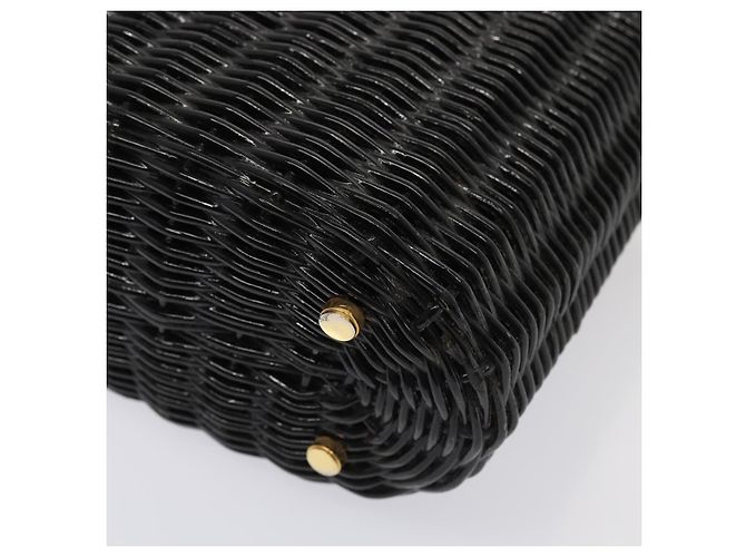 Borsa Salvatore Ferragamo Gancini in vimini nera e oro Auth 90245AM Nero D'oro - vista 14