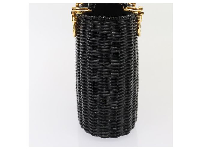Borsa Salvatore Ferragamo Gancini in vimini nera e oro Auth 90245AM Nero D'oro - vista 4