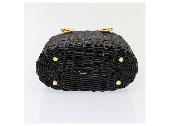 Borsa Salvatore Ferragamo Gancini in vimini nera e oro Auth 90245AM Nero D'oro - vista 5