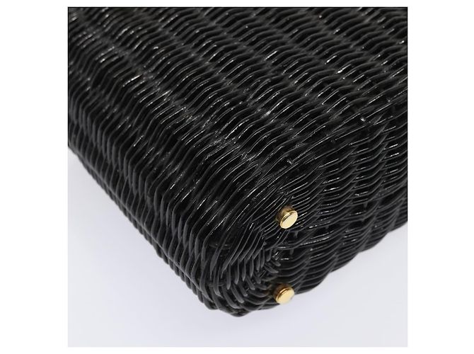 Borsa Salvatore Ferragamo Gancini in vimini nera e oro Auth 90245AM Nero D'oro - vista 9