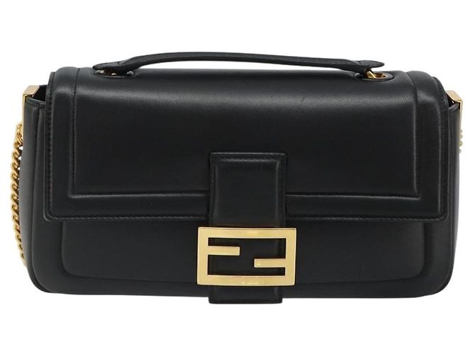 Borsa a tracolla FENDI baguette con catena in pelle nera e oro Auth yk20513SAV Nero D'oro - vista 13