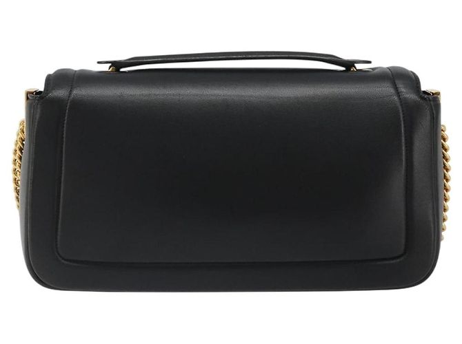 Borsa a tracolla FENDI baguette con catena in pelle nera e oro Auth yk20513SAV Nero D'oro - vista 2