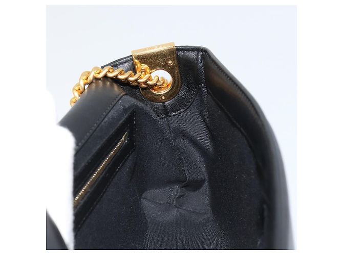 Borsa a tracolla FENDI baguette con catena in pelle nera e oro Auth yk20513SAV Nero D'oro - vista 22