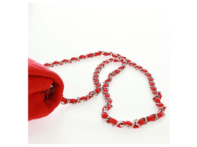 Borsa a tracolla CHANEL Matelasse 20 con catena in cotone rosso e CC argento Auth 167964SAV - vista 10