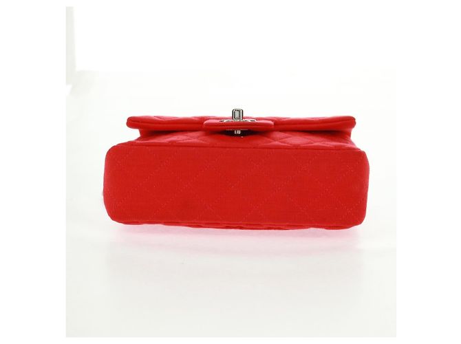 Borsa a tracolla CHANEL Matelasse 20 con catena in cotone rosso e CC argento Auth 167964SAV - vista 11