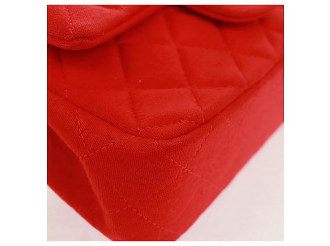 Borsa a tracolla CHANEL Matelasse 20 con catena in cotone rosso e CC argento Auth 167964SAV - vista 12