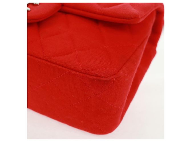 Borsa a tracolla CHANEL Matelasse 20 con catena in cotone rosso e CC argento Auth 167964SAV - vista 13