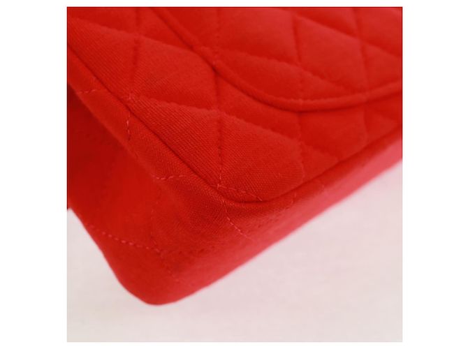 Borsa a tracolla CHANEL Matelasse 20 con catena in cotone rosso e CC argento Auth 167964SAV - vista 14