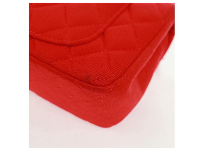 Borsa a tracolla CHANEL Matelasse 20 con catena in cotone rosso e CC argento Auth 167964SAV - vista 15
