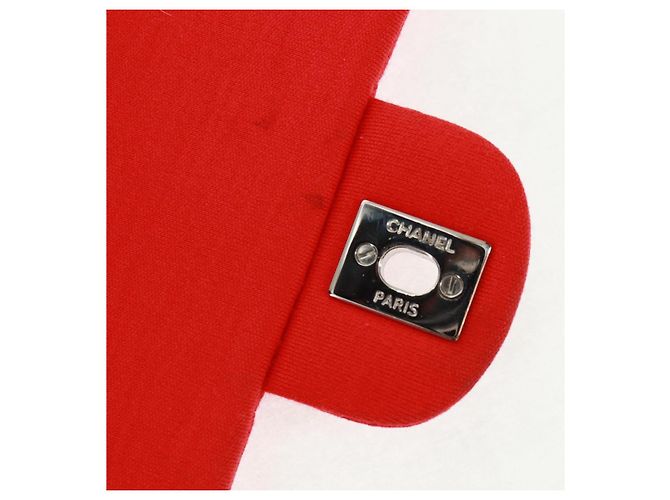 Borsa a tracolla CHANEL Matelasse 20 con catena in cotone rosso e CC argento Auth 167964SAV - vista 18
