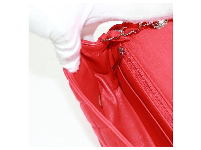Borsa a tracolla CHANEL Matelasse 20 con catena in cotone rosso e CC argento Auth 167964SAV - vista 21
