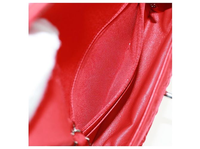Borsa a tracolla CHANEL Matelasse 20 con catena in cotone rosso e CC argento Auth 167964SAV - vista 23