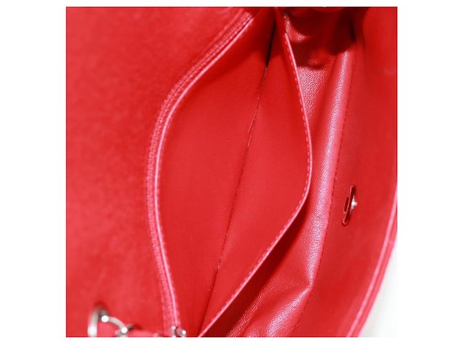 Borsa a tracolla CHANEL Matelasse 20 con catena in cotone rosso e CC argento Auth 167964SAV - vista 24