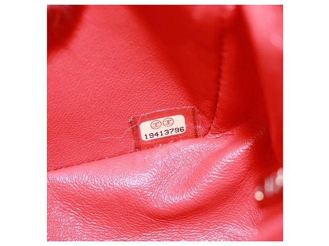 Borsa a tracolla CHANEL Matelasse 20 con catena in cotone rosso e CC argento Auth 167964SAV - vista 25