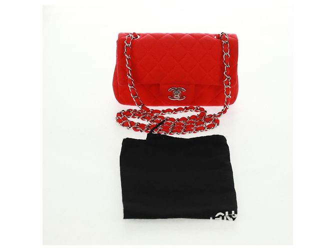 Borsa a tracolla CHANEL Matelasse 20 con catena in cotone rosso e CC argento Auth 167964SAV - vista 28