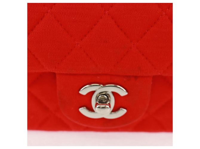 Borsa a tracolla CHANEL Matelasse 20 con catena in cotone rosso e CC argento Auth 167964SAV - vista 3