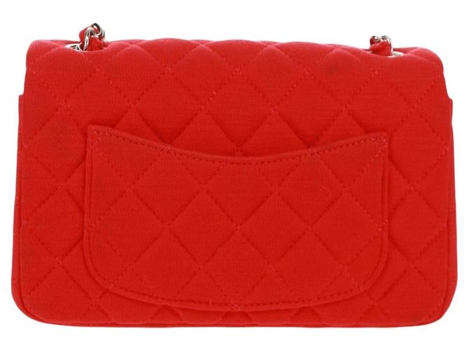 Borsa a tracolla CHANEL Matelasse 20 con catena in cotone rosso e CC argento Auth 167964SAV - vista 4