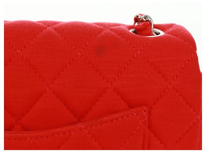 Borsa a tracolla CHANEL Matelasse 20 con catena in cotone rosso e CC argento Auth 167964SAV - vista 5