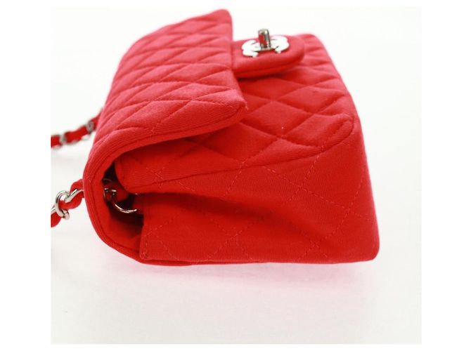 Borsa a tracolla CHANEL Matelasse 20 con catena in cotone rosso e CC argento Auth 167964SAV - vista 6