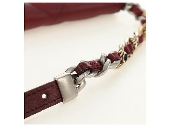 Bolso de hombro CHANEL Matelasse de piel de becerro plateada Bordeaux CC Auth 187570V Plata Burdeos - vista 10