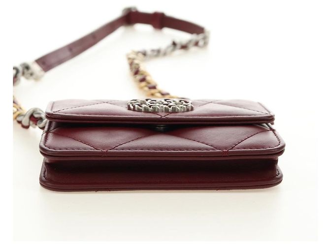 Bolso de hombro CHANEL Matelasse de piel de becerro plateada Bordeaux CC Auth 187570V Plata Burdeos - vista 12