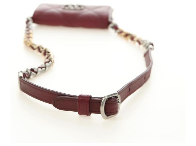 Bolso de hombro CHANEL Matelasse de piel de becerro plateada Bordeaux CC Auth 187570V Plata Burdeos - vista 7