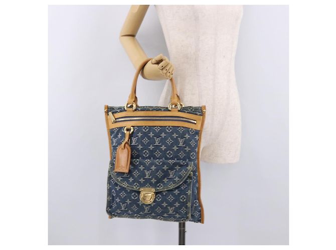 LOUIS VUITTON Monogram Denim Flat Shopper Tote Bag Blue M95018 LV Auth 190156SAV - vista 26