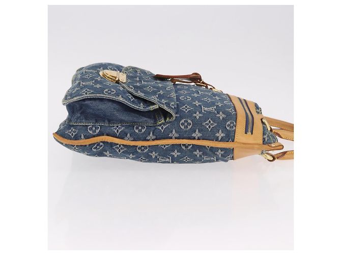 LOUIS VUITTON Monogram Denim Flat Shopper Tote Bag Blue M95018 LV Auth 190156SAV - vista 4