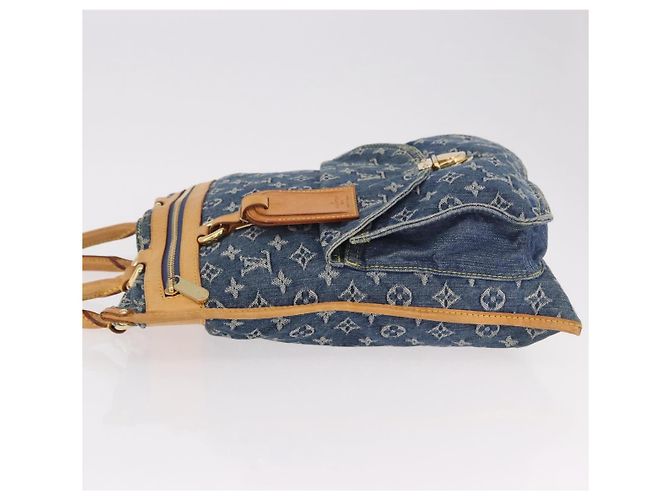 LOUIS VUITTON Monogram Denim Flat Shopper Tote Bag Blue M95018 LV Auth 190156SAV - vista 5