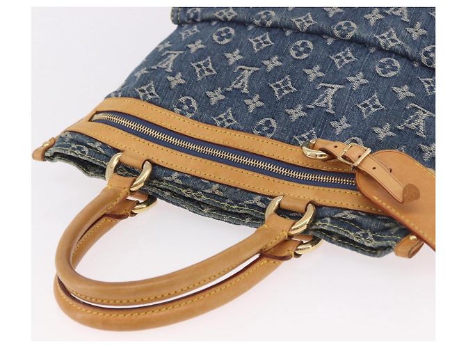 LOUIS VUITTON Monogram Denim Flat Shopper Tote Bag Blue M95018 LV Auth 190156SAV - vista 6