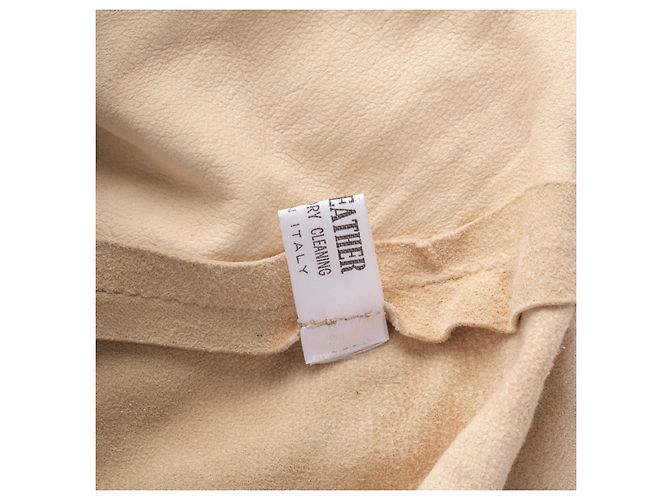 Roberto Cavalli Bluse aus beigem Wildleder mit Spitzenbesatz und Bindevorderseite - Ansicht 7